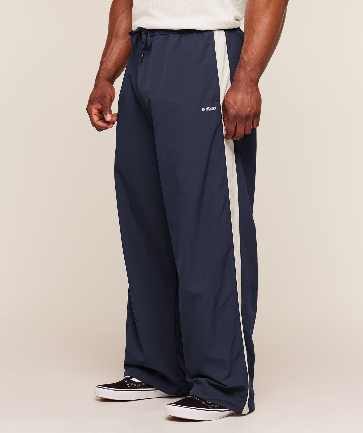 Gymshark Retro Collegiate Track Pants - Heavy Blue/Tinted White