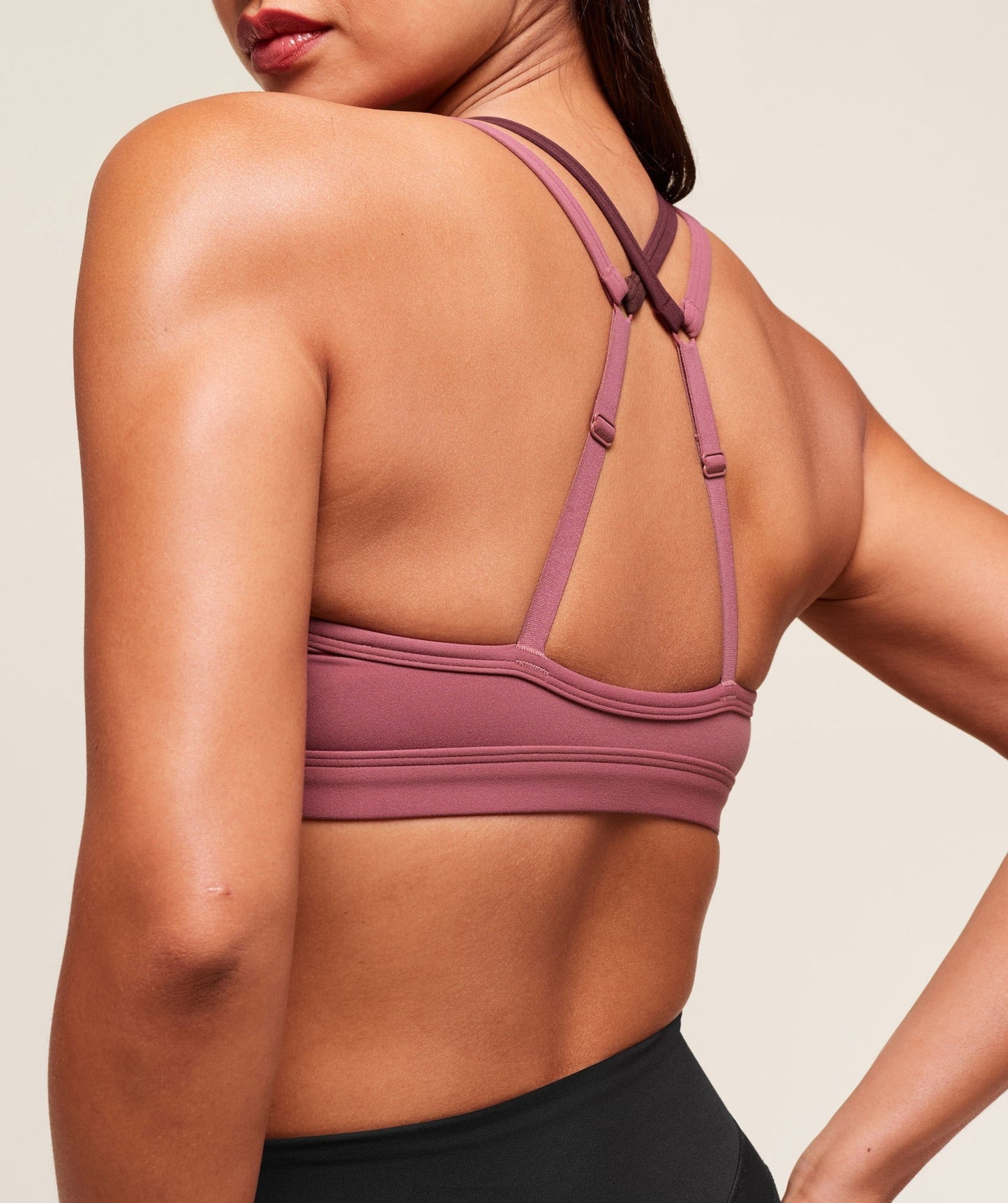 Gymshark Double Up Sports Bra - Reset Pink/Rich Maroon