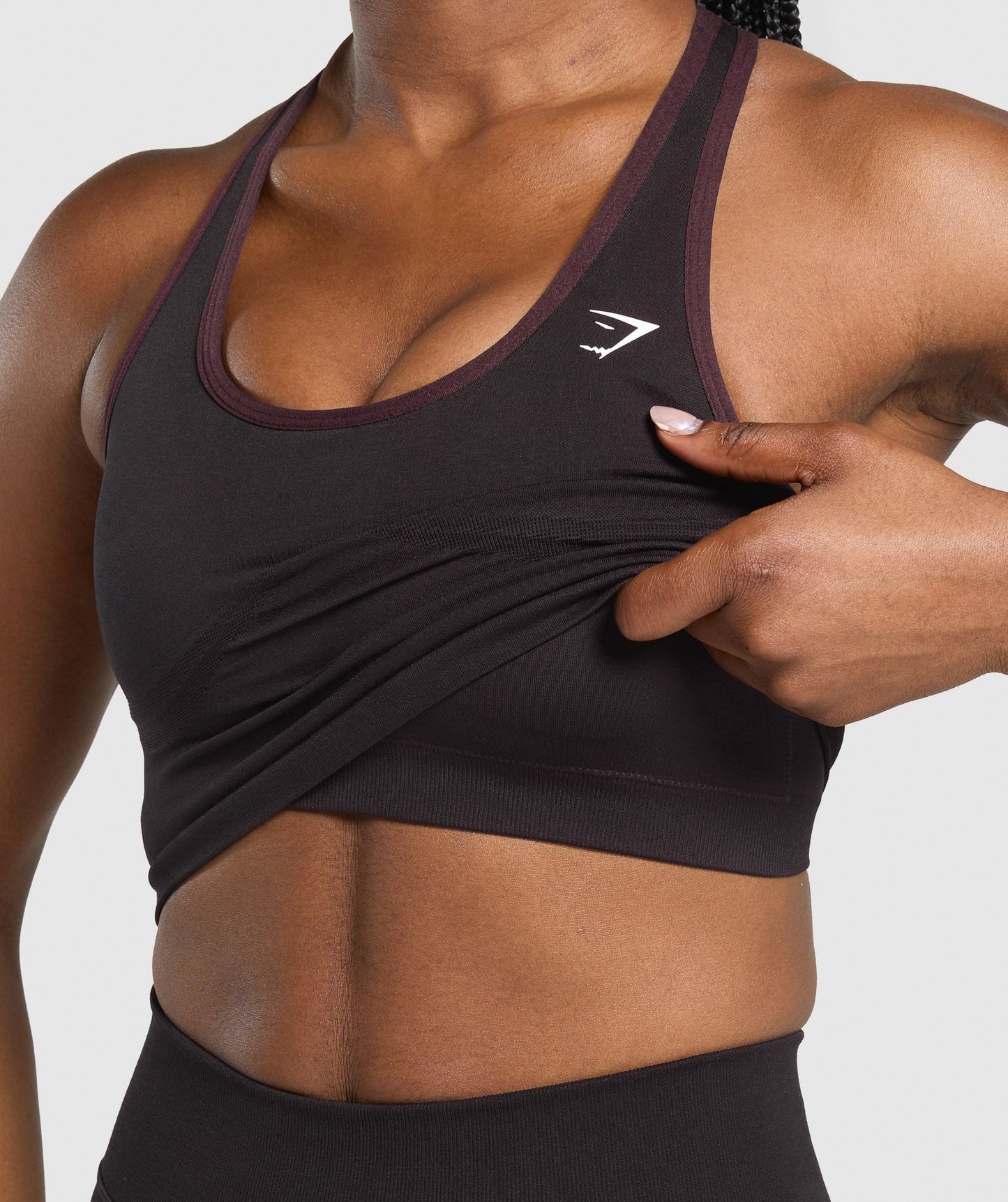 Gymshark Lift Seamless Midi Tank With Shelf - Depth Purple/Black Marl