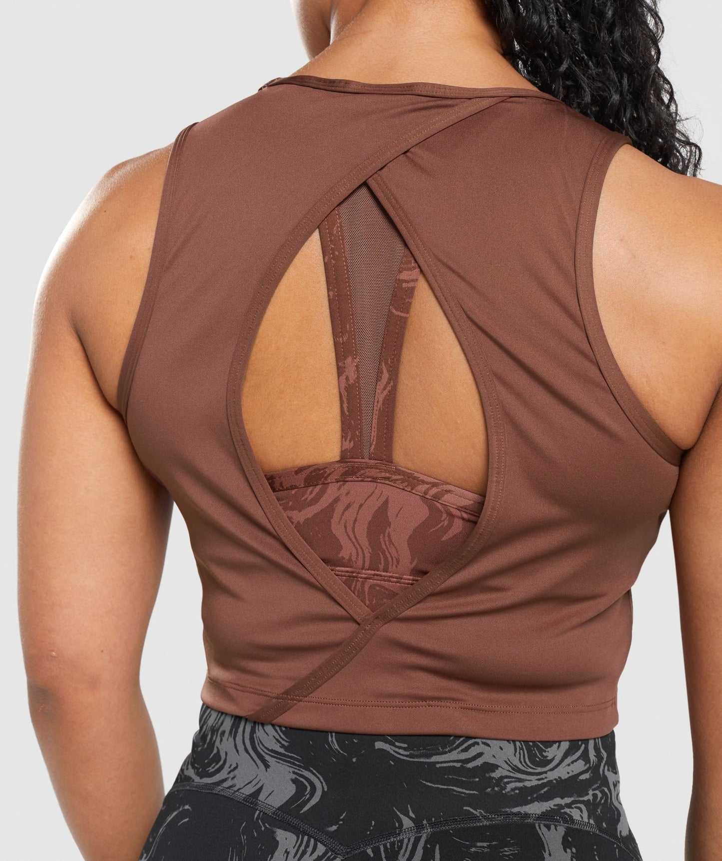 GS Power Open Back Cropped Tank - Cherry Brown