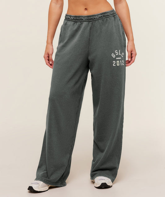 Gymshark Lifting Club 2012 Graphic Wide Leg Joggers - Slate Teal/Wash