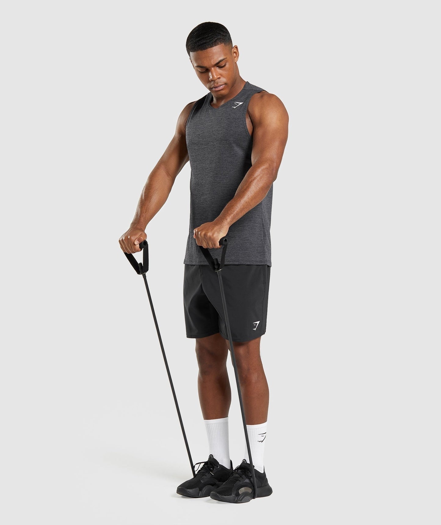 Gymshark Arrival Slim Marl Tank - Black/Onyx Grey Marl