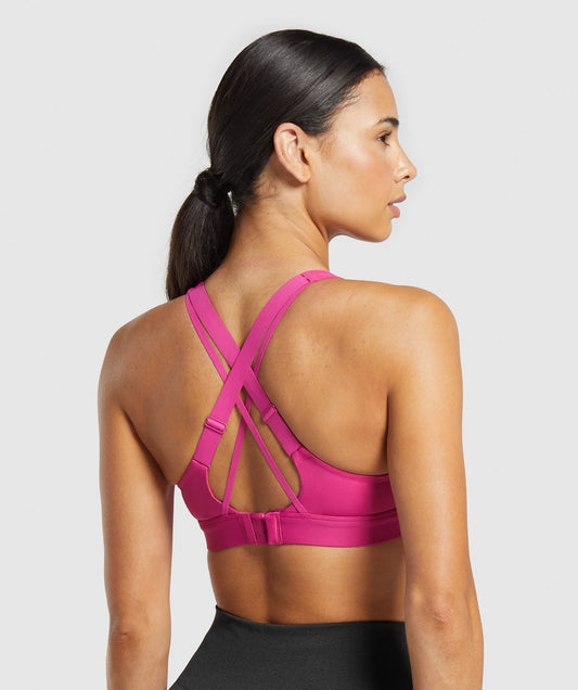 Gymshark Strappy Back Medium Support Sports Bra - Winning Pink