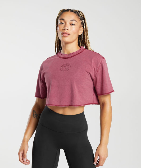 Gymshark Legacy Washed Crop Top - Raspberry Pink