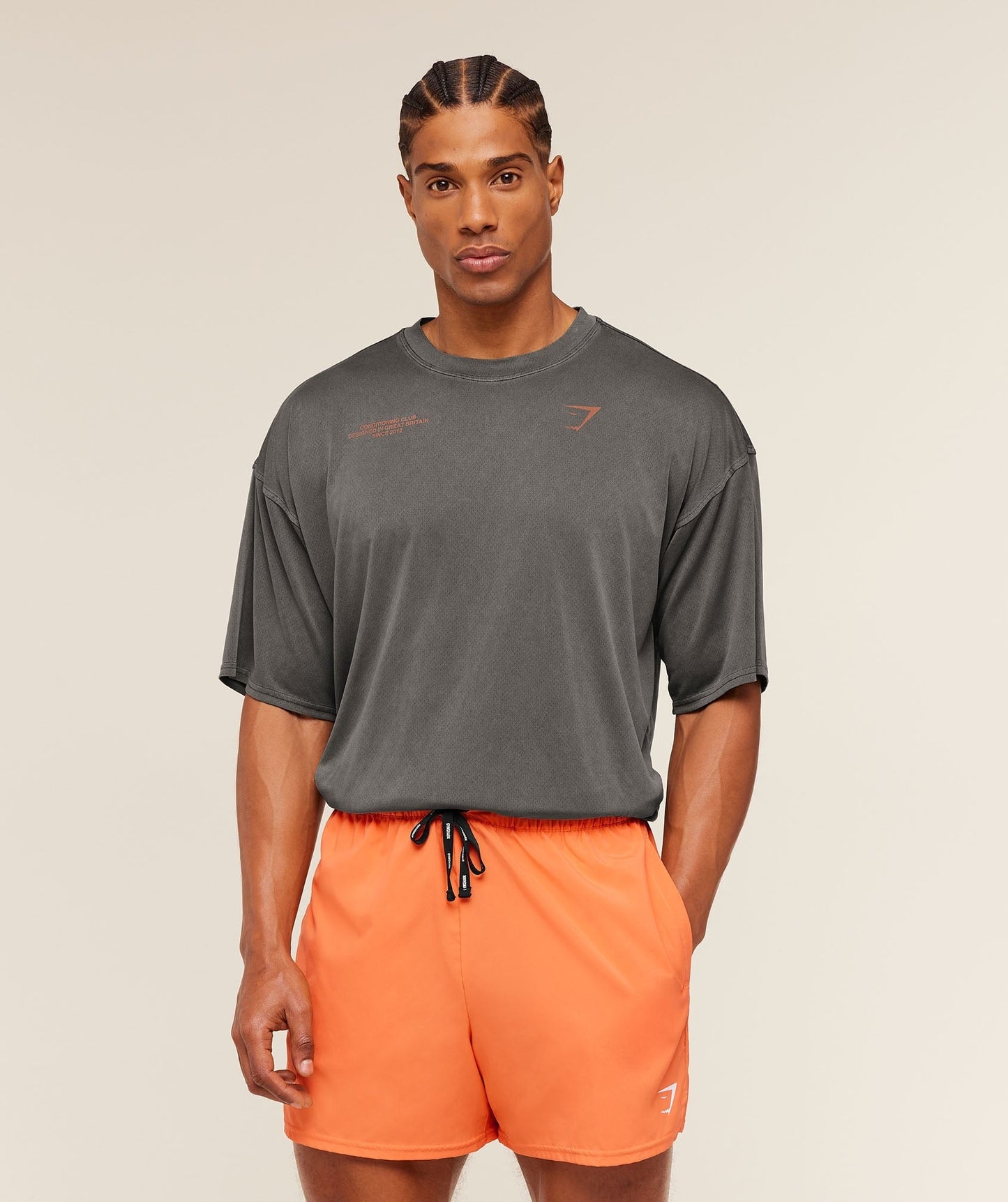 Gymshark Conditioning Club Washed T-Shirt - Black/Dayglow Peach/Wash