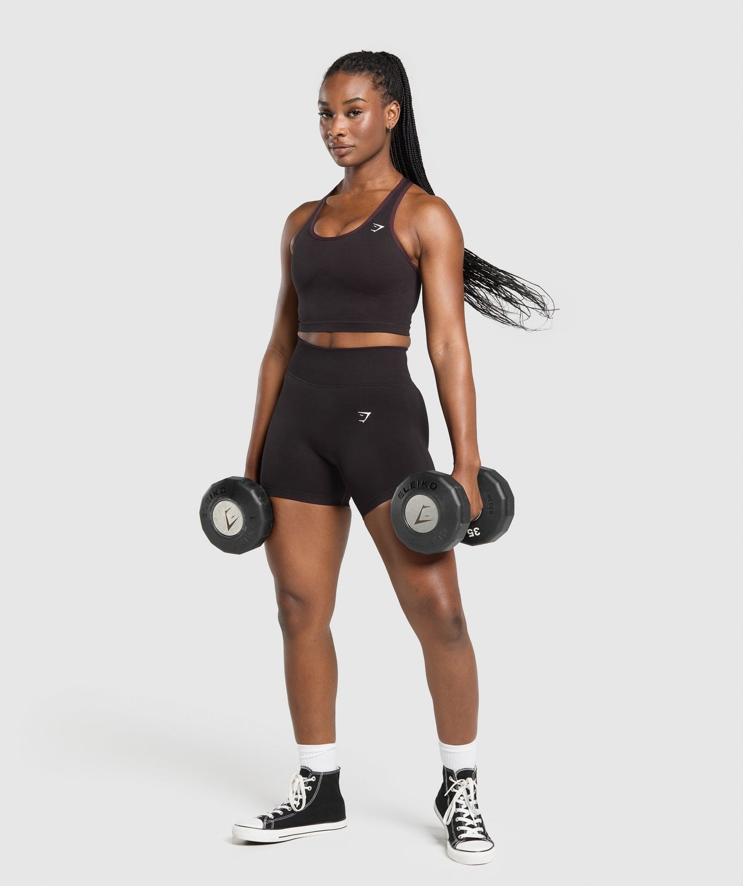 Gymshark Lift Seamless Midi Tank With Shelf - Depth Purple/Black Marl