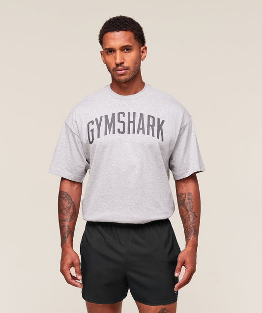 Gymshark Worn Graphic T-Shirt - Light Grey Core Marl