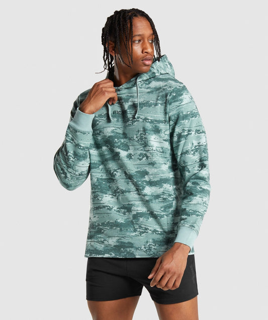 Gymshark Chalk Hoodie - Light Green Print