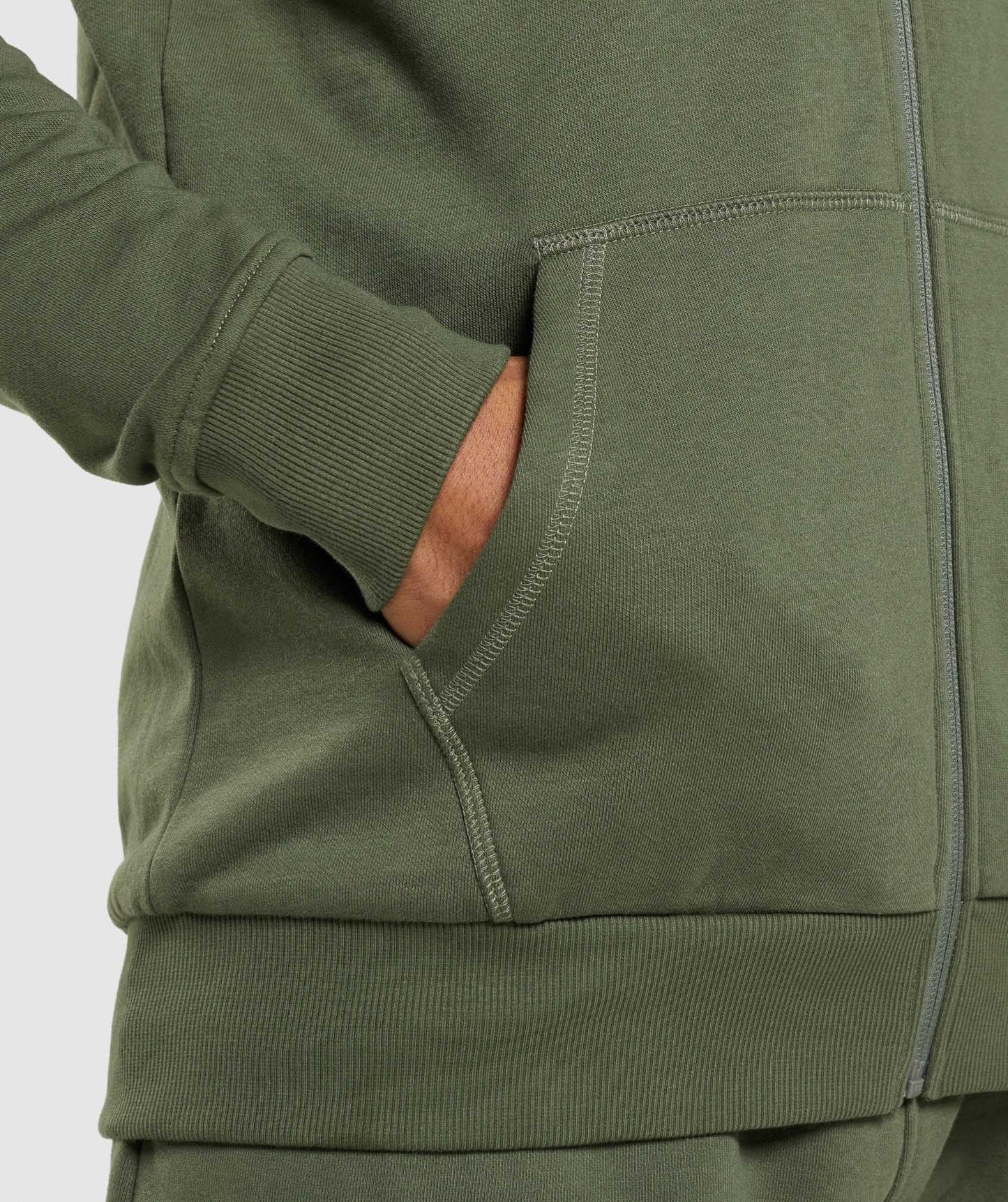 Gymshark Crest Zip Up Hoodie - Core Olive