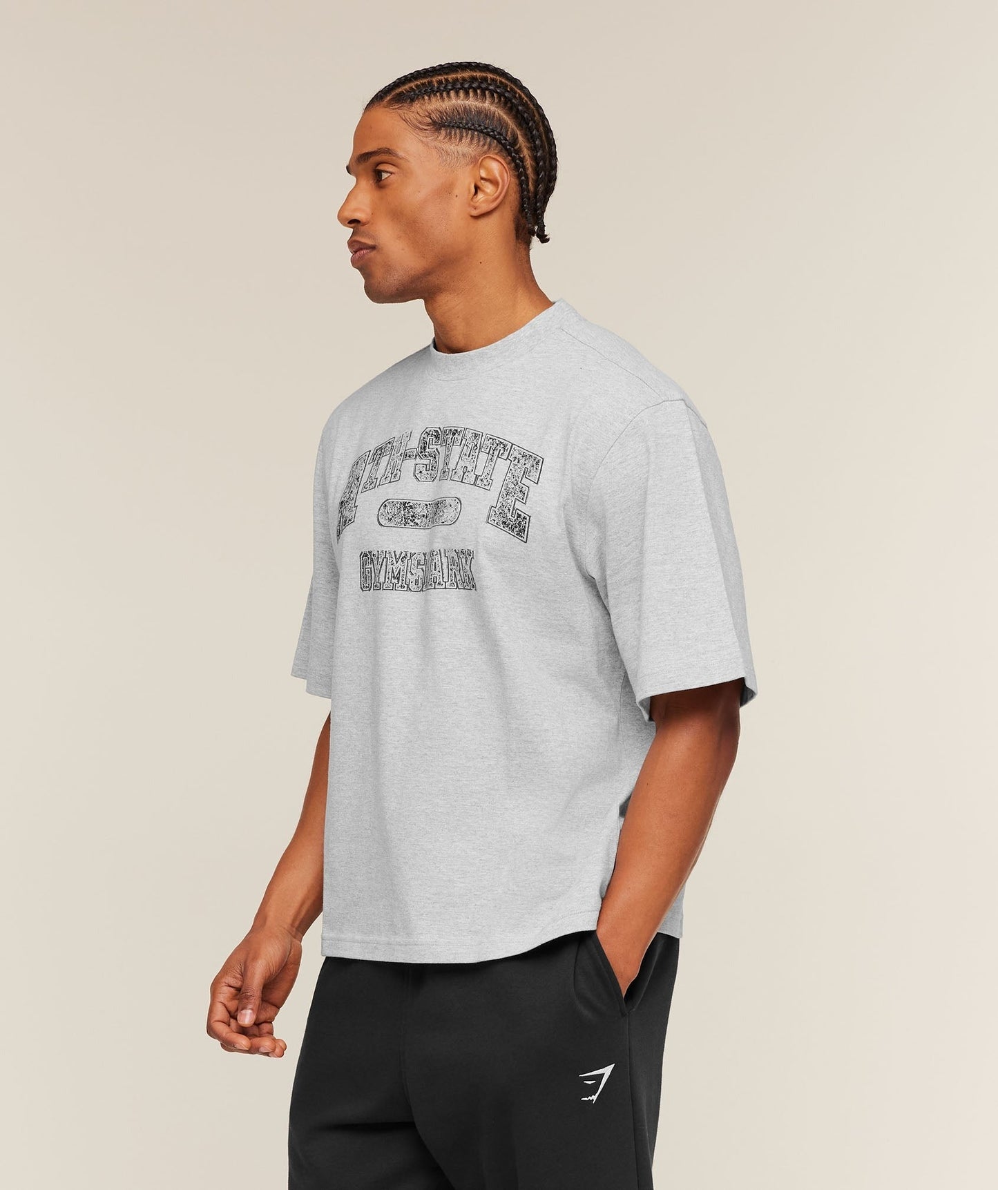 Gymshark Ath-State Graphic T-Shirt - Light Grey Core Marl