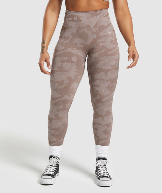 Gymshark Adapt Camo Seamless Leggings - Mocha Mauve/Stone Pink