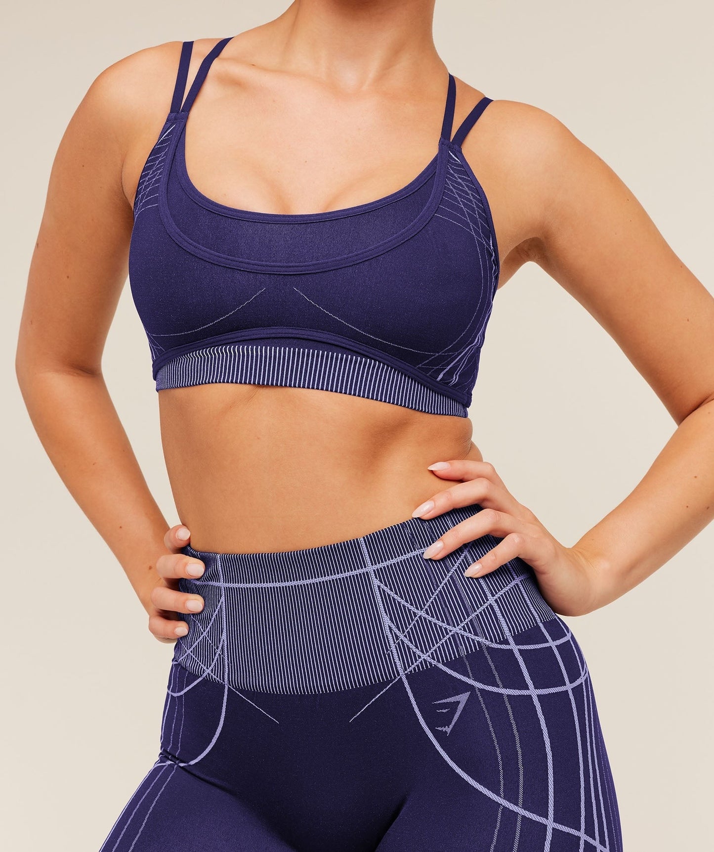 Gymshark Apex Seamless Strappy Sports Bra - Indigo Purple/Chilled Blue
