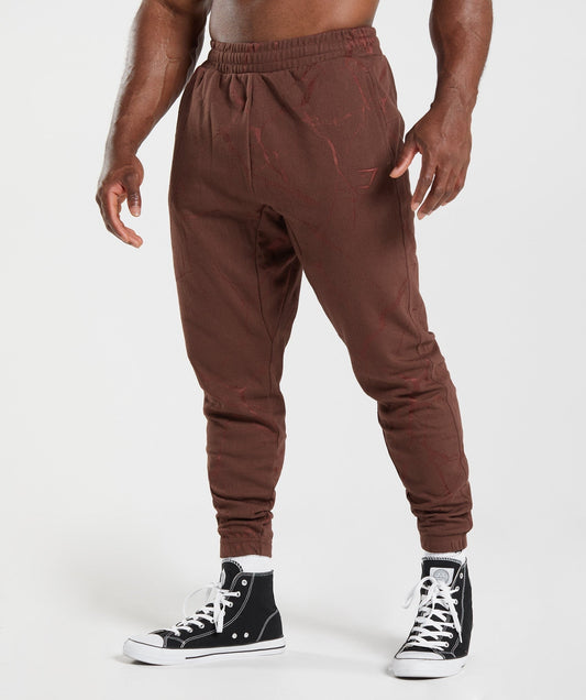 Gymshark Power Joggers - Cherry Brown Print
