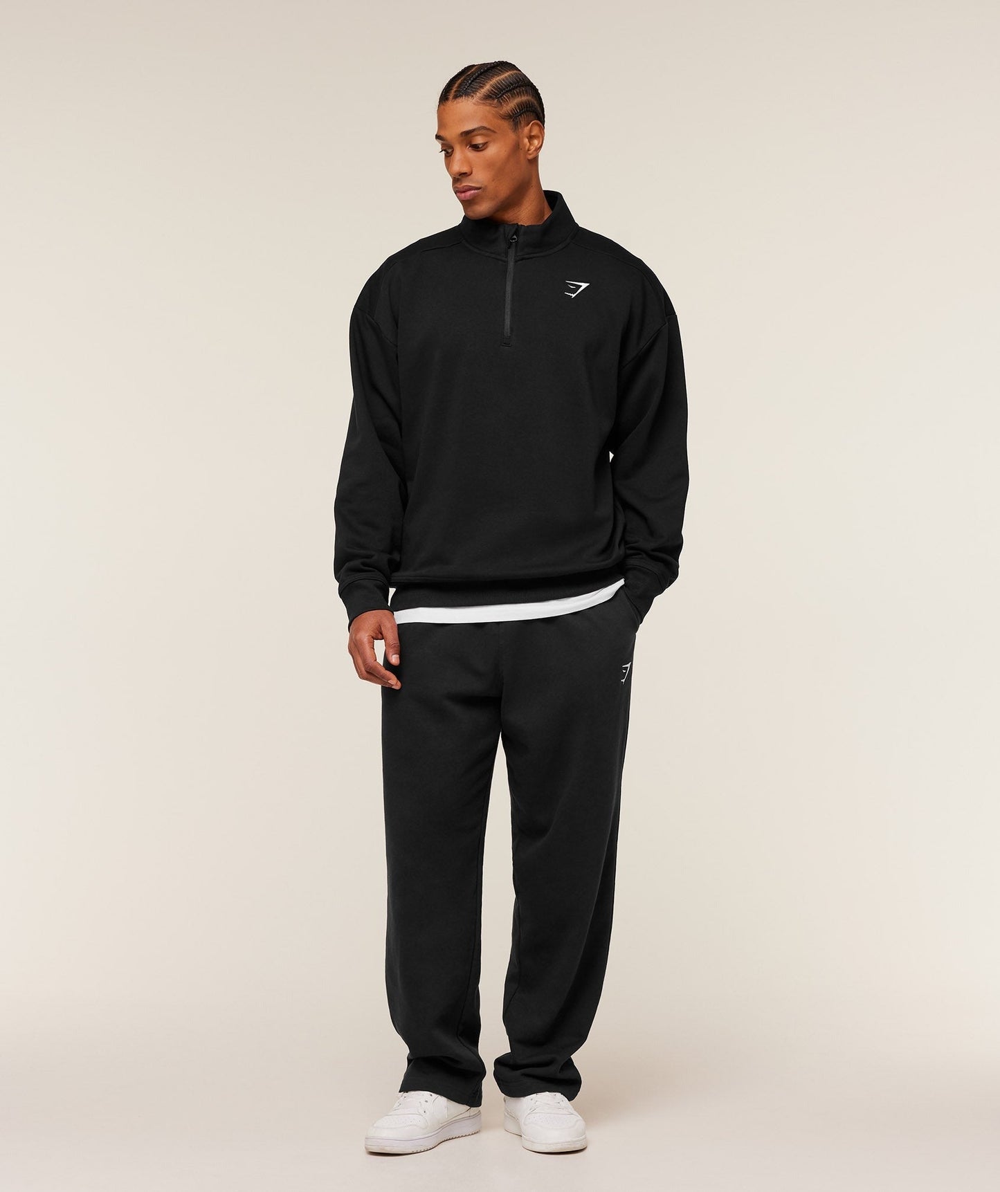Gymshark Crest Oversized 1/4 Zip - GS Black