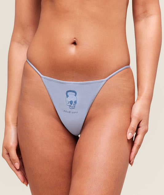 Gymshark Deadlift Graphic Cotton G-String - Gentle Blue