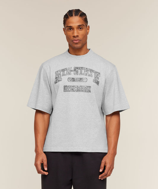 Gymshark Ath-State Graphic T-Shirt - Light Grey Core Marl