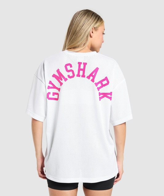 Gymshark Mesh Graphic Oversized T-Shirt - White