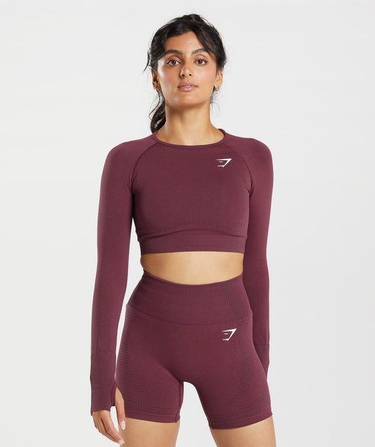 Gymshark Vital Crop Top - Baked Maroon Marl
