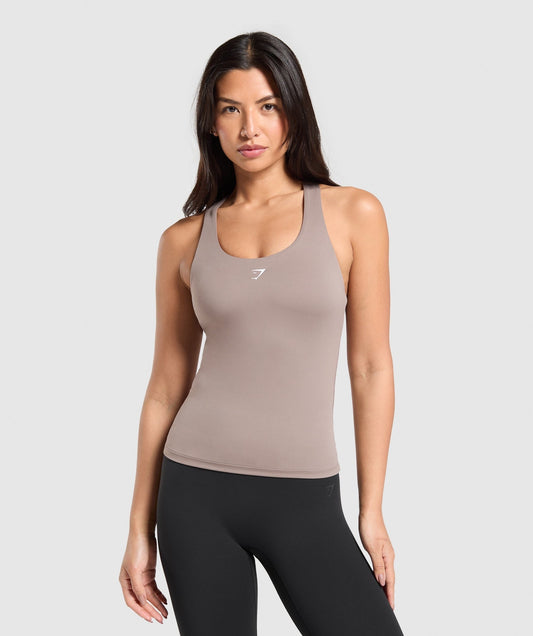 Gymshark Everyday Racer Back Tank with Shelf - Lifestyle Brown