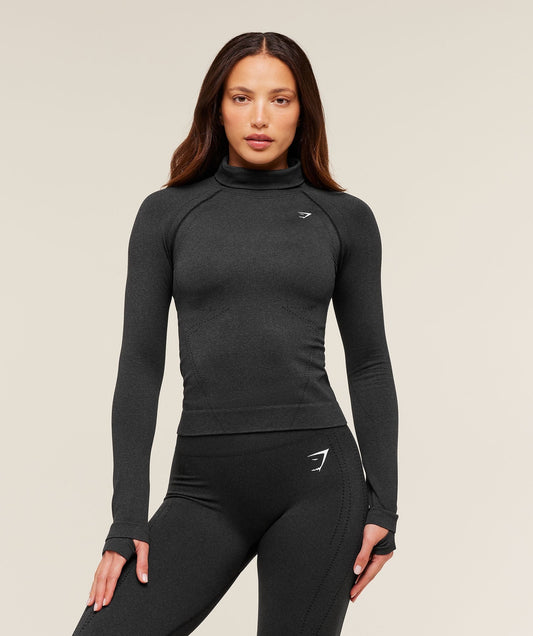 Gymshark Vital Warm Long Sleeve Top - Black Marl