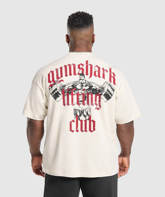 Gymshark Lifting Club T-Shirt - Oat White/Conditioning Red
