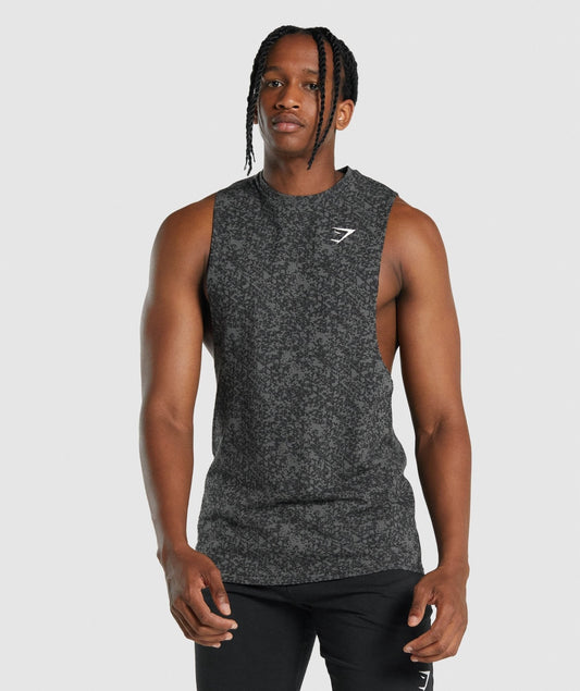 Gymshark Critical 2.0 Drop Arm Tank - Charcoal Print