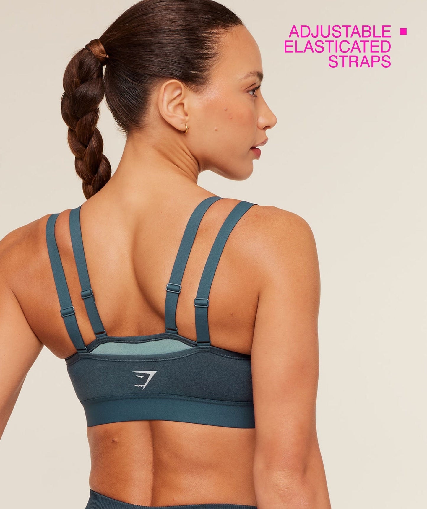 Gymshark Interval Seamless Medium Support Sports Bra - Stealth Blue/Storm Blue