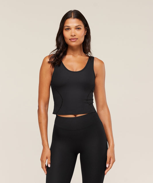 Gymshark Ribbed Midi Tank With Shelf - Black