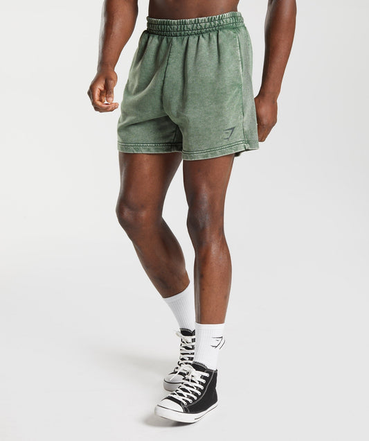 Gymshark Power Washed 5" Shorts - Iguana Green