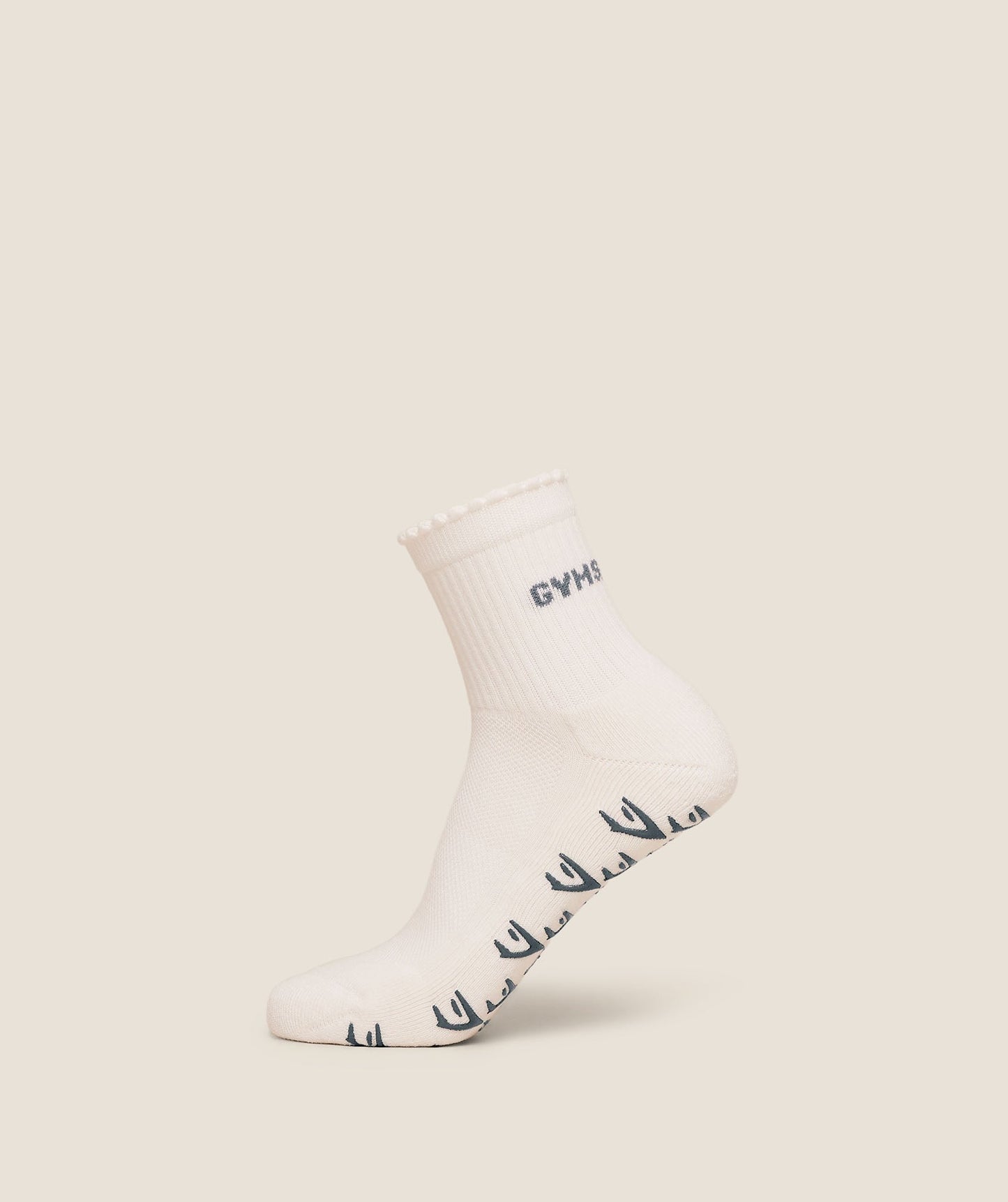 Gymshark Frill Pilates Midi Sock - Soft White/Iron Blue