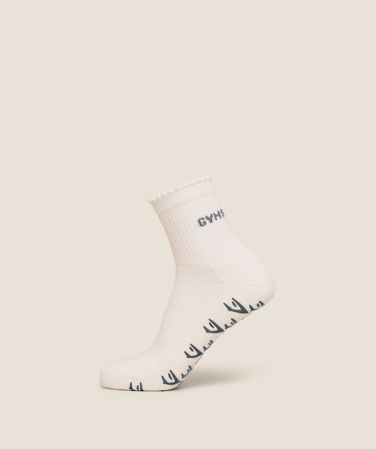 Gymshark Frill Pilates Midi Sock - Soft White/Iron Blue
