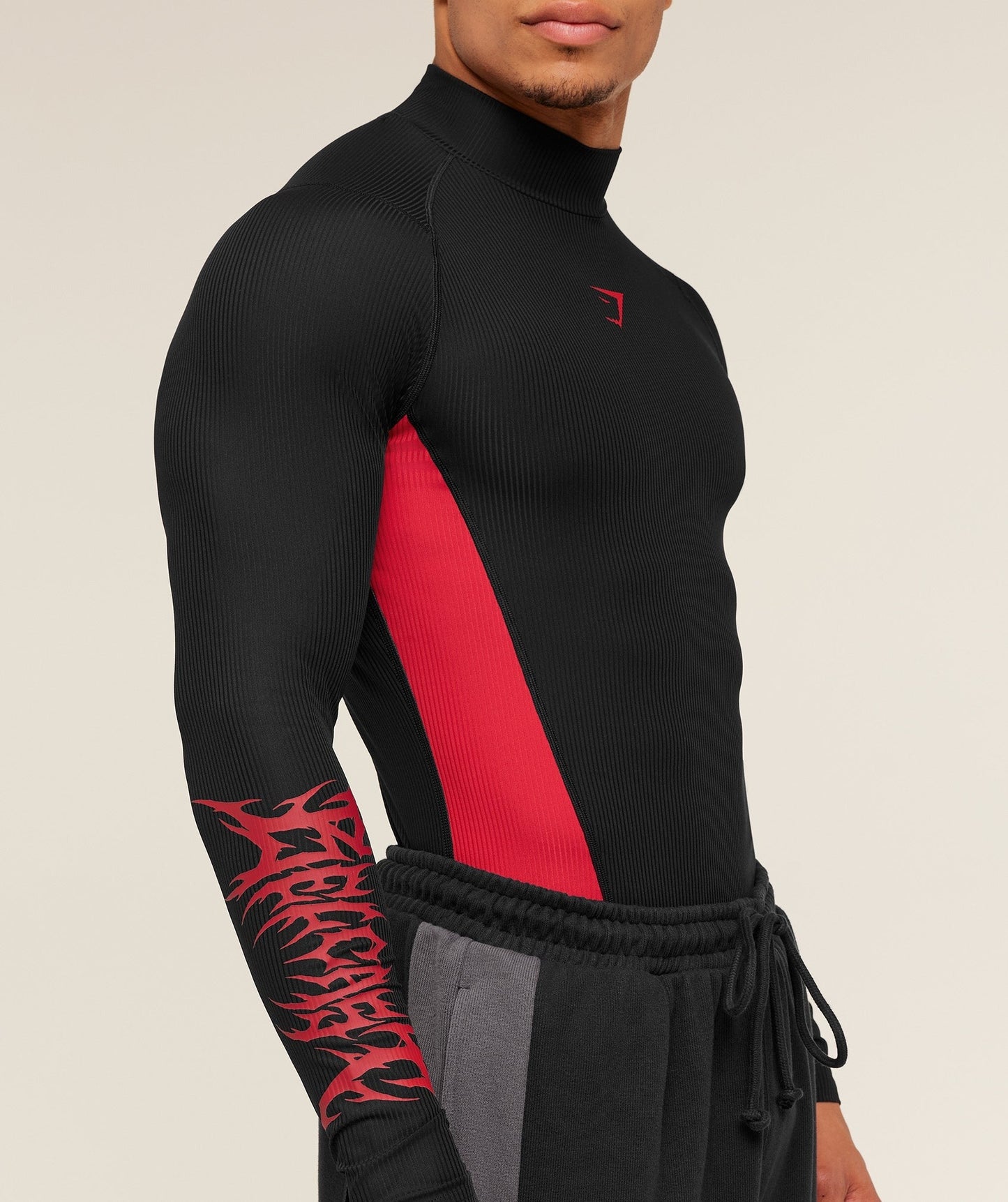 Gymshark x Carlos Belcast Long Sleeve Tee - Black/Carmine Red