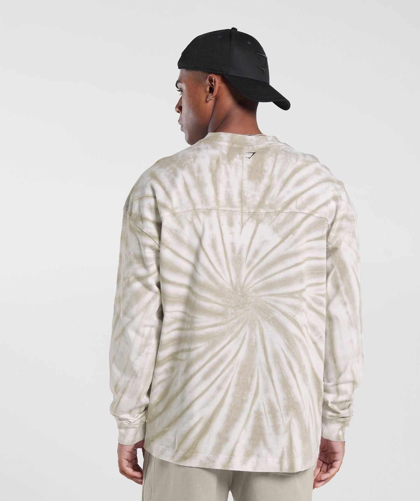 Gymshark Rest Day Long Sleeve T-Shirt - White/Mushroom Brown/Spiral Optic Wash