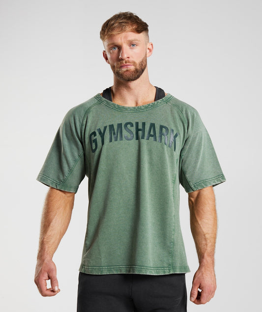 Gymshark Power Washed Rag Top - Iguana Green