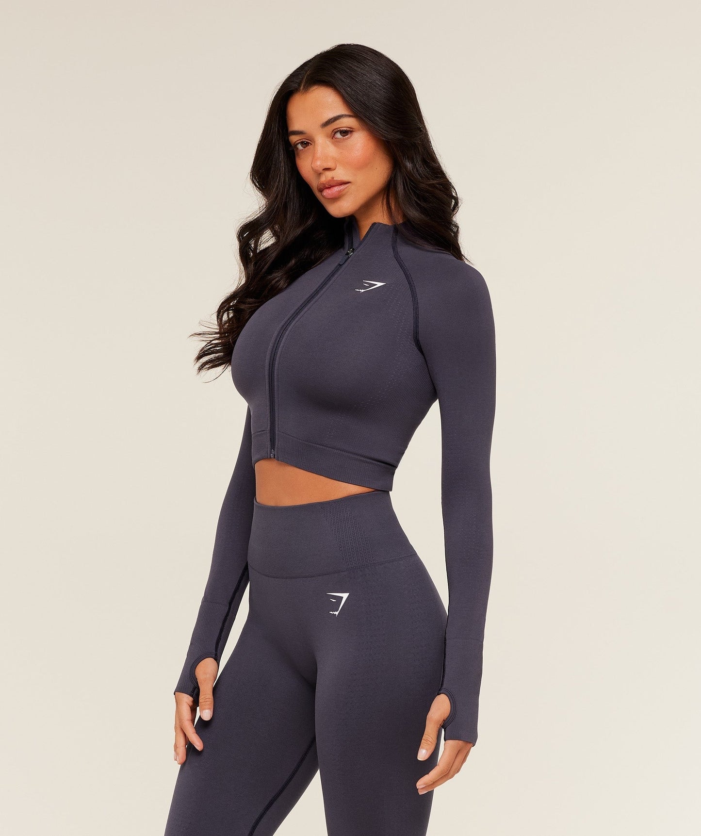 Gymshark Vital Seamless Midi Zip 2.0 Pullover - Midnight Purple/Marl