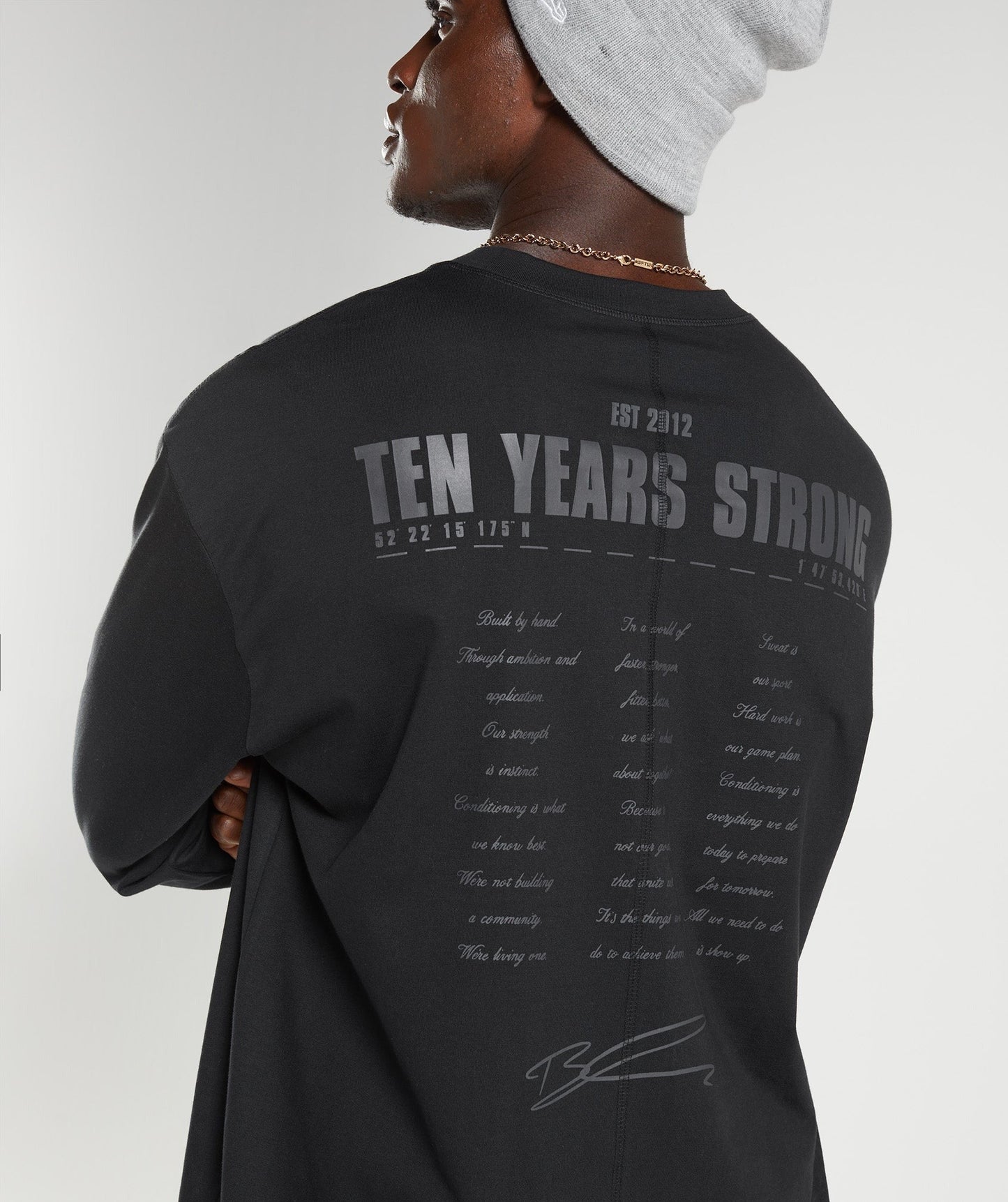 Gymshark GS10 Year Oversized Long Sleeve T-Shirt - Black