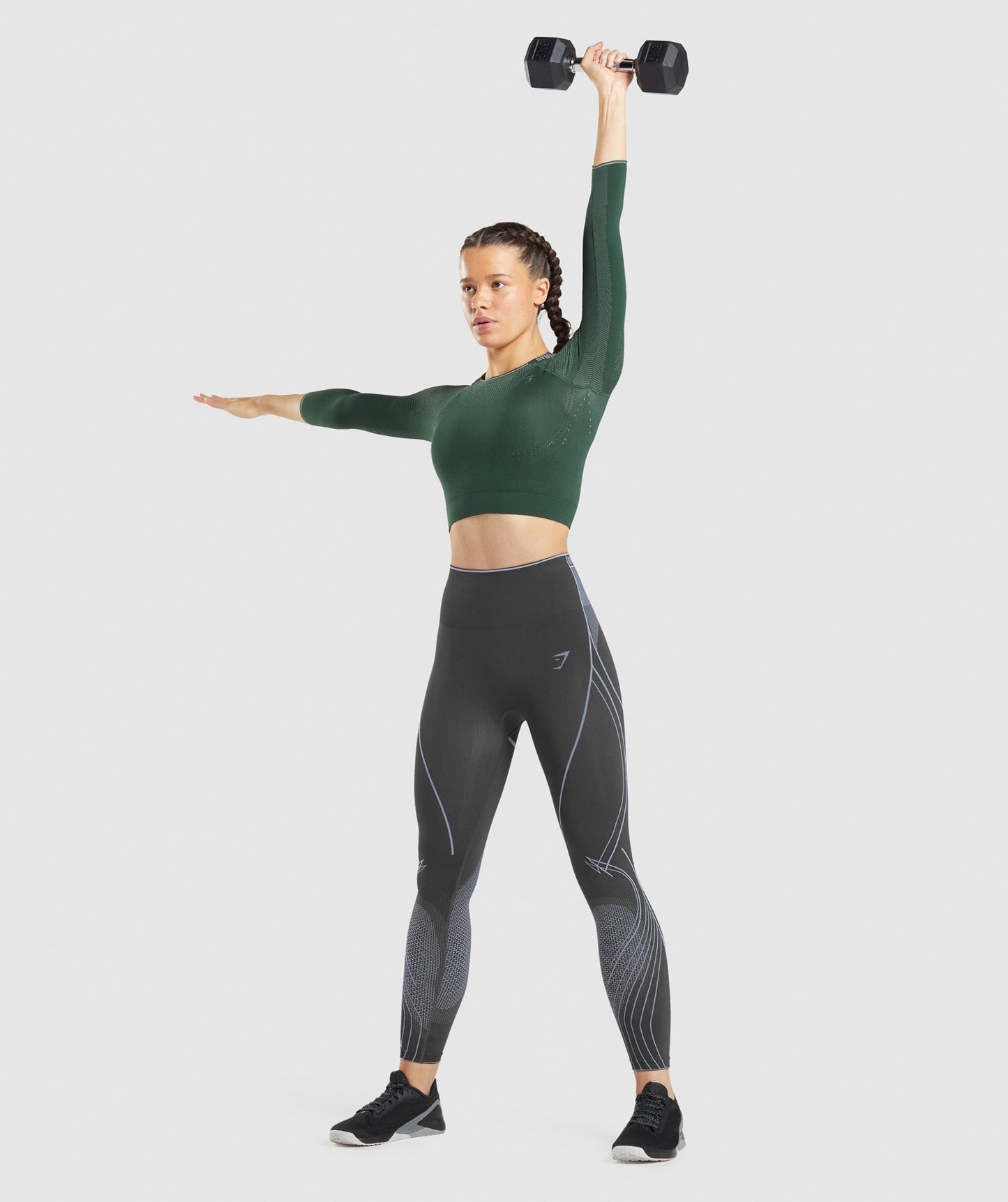 Gymshark Apex Seamless Crop Top - Obsidian Green/Cucumber Green