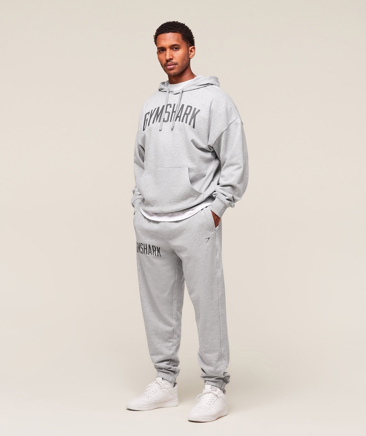 Gymshark Worn Graphic Joggers - Light Grey Core Marl
