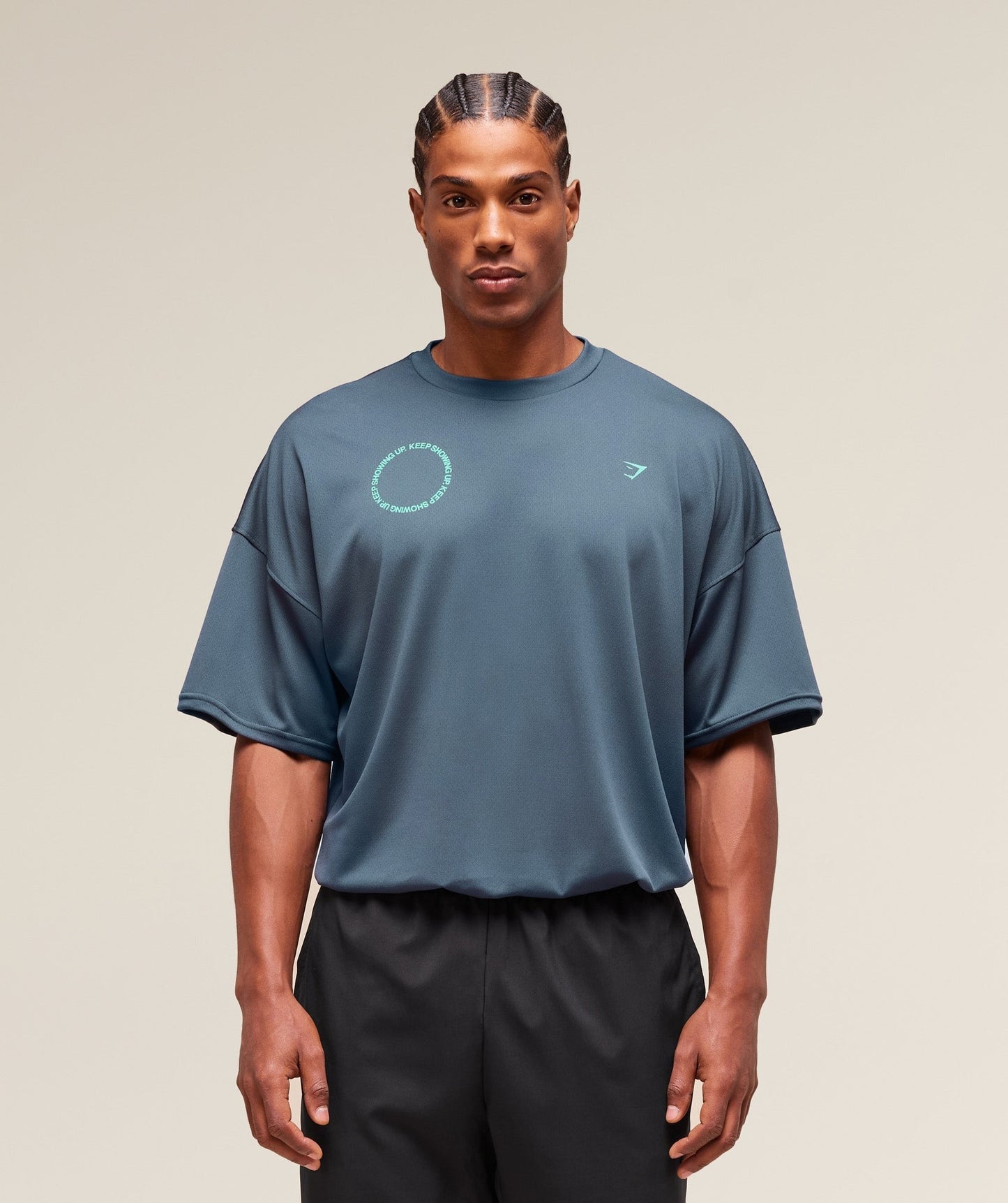 Gymshark Keep Showing Up T-Shirt - Titanium Blue