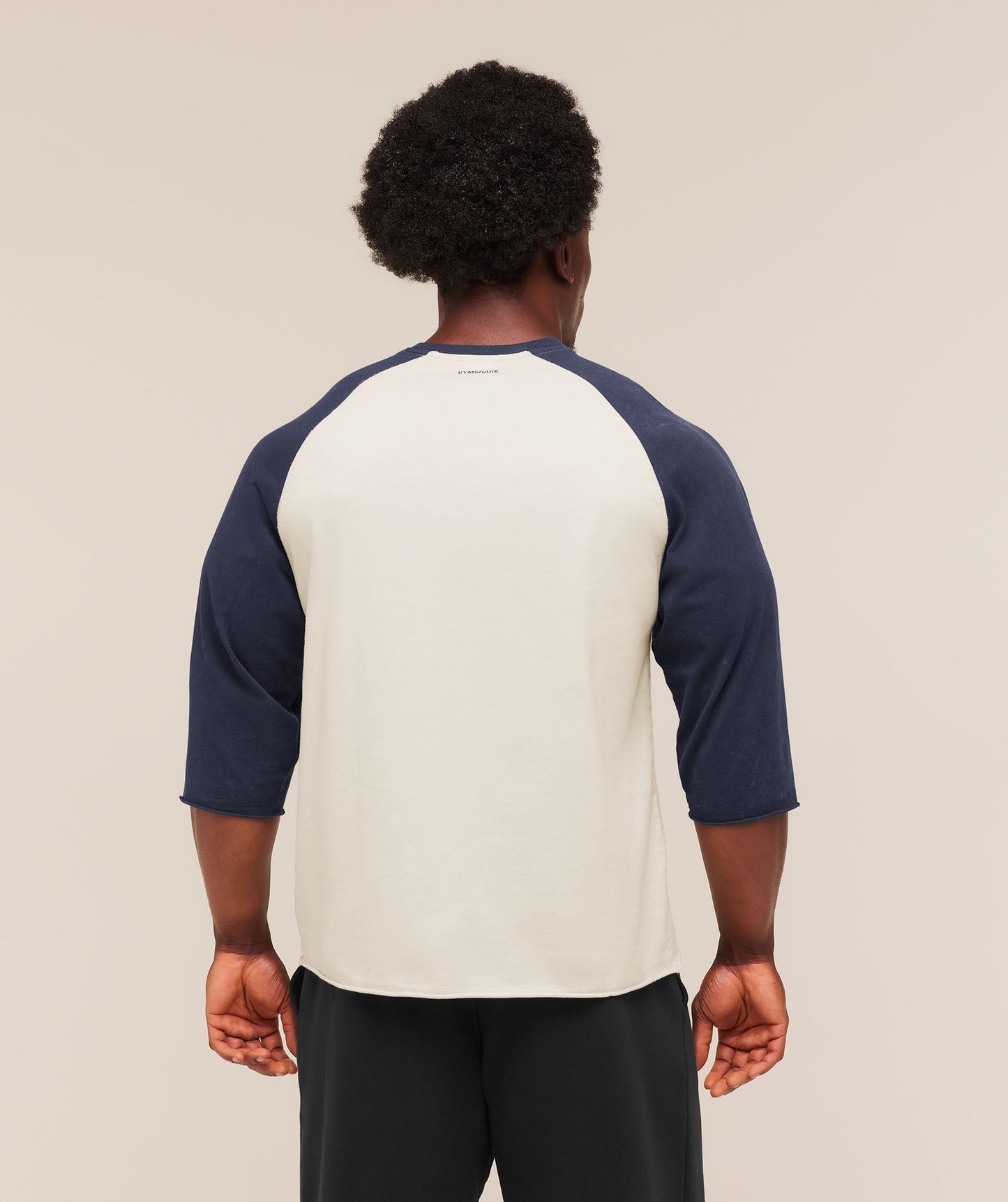 Gymshark Retro Collegiate 3/4 Sleeve T-Shirt - Tinted White/Heavy Blue