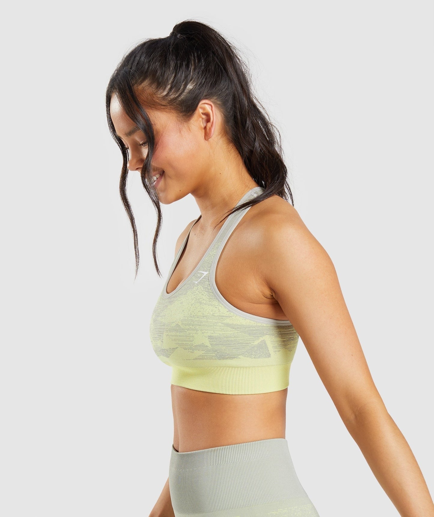 Gymshark Adapt Ombre Seamless Sports Bra - Triangle | Taupe Grey Print
