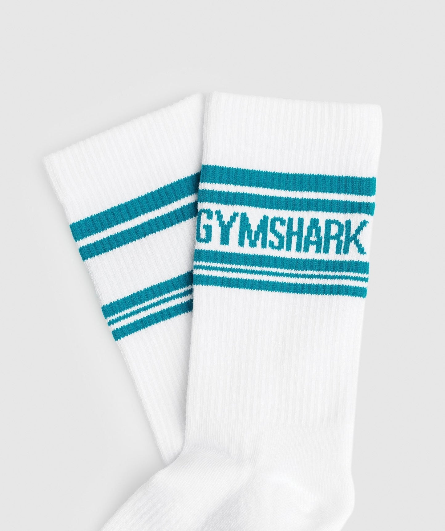Gymshark Stripe Crew Single Sock - White/Seafoam Blue