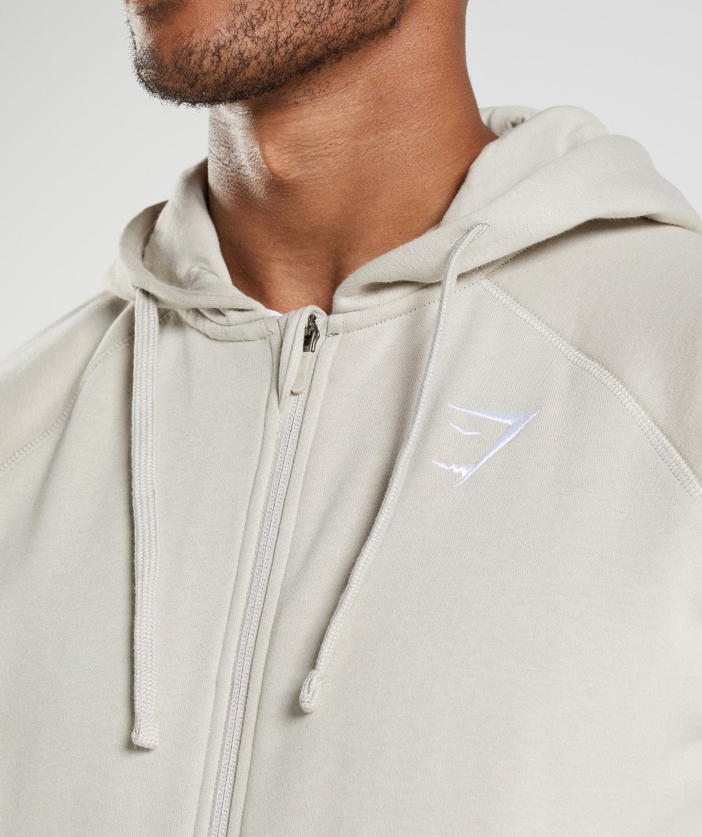 Gymshark Crest Zip Up Hoodie - Pebble Grey