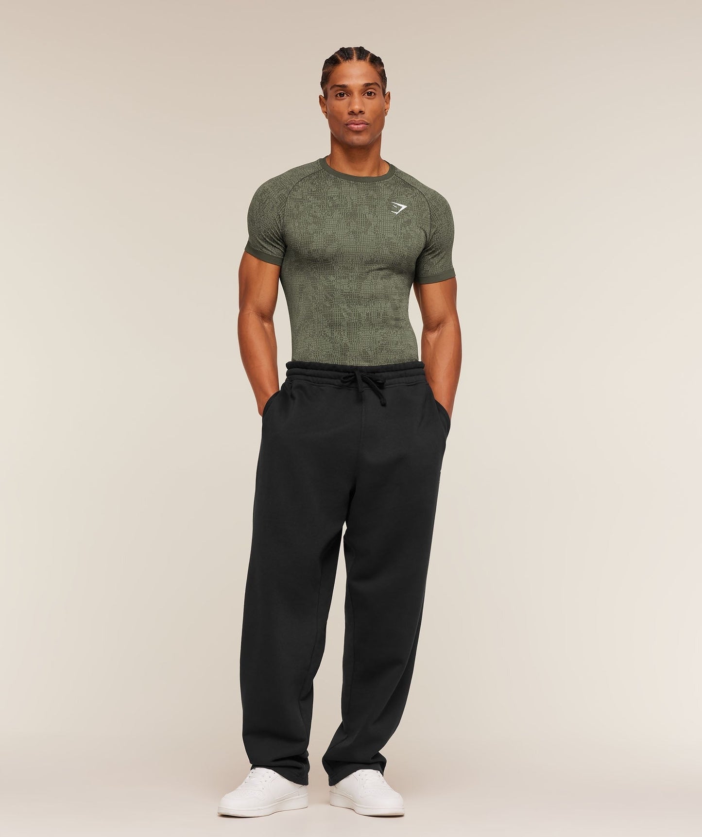 Gymshark Geo Seamless Grid T-Shirt - Strength Green/Haze Green