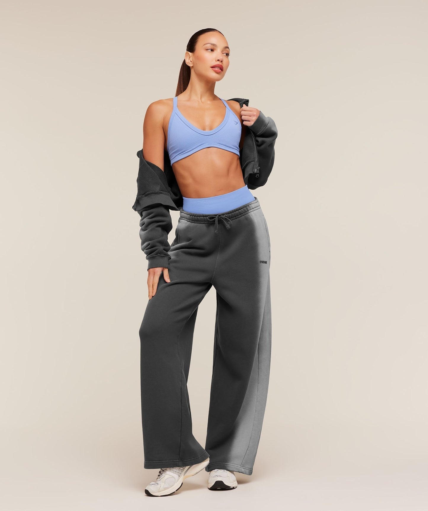 Gymshark Pump Washed Zip Through Hoodie - Onyx Grey/Stratus Grey