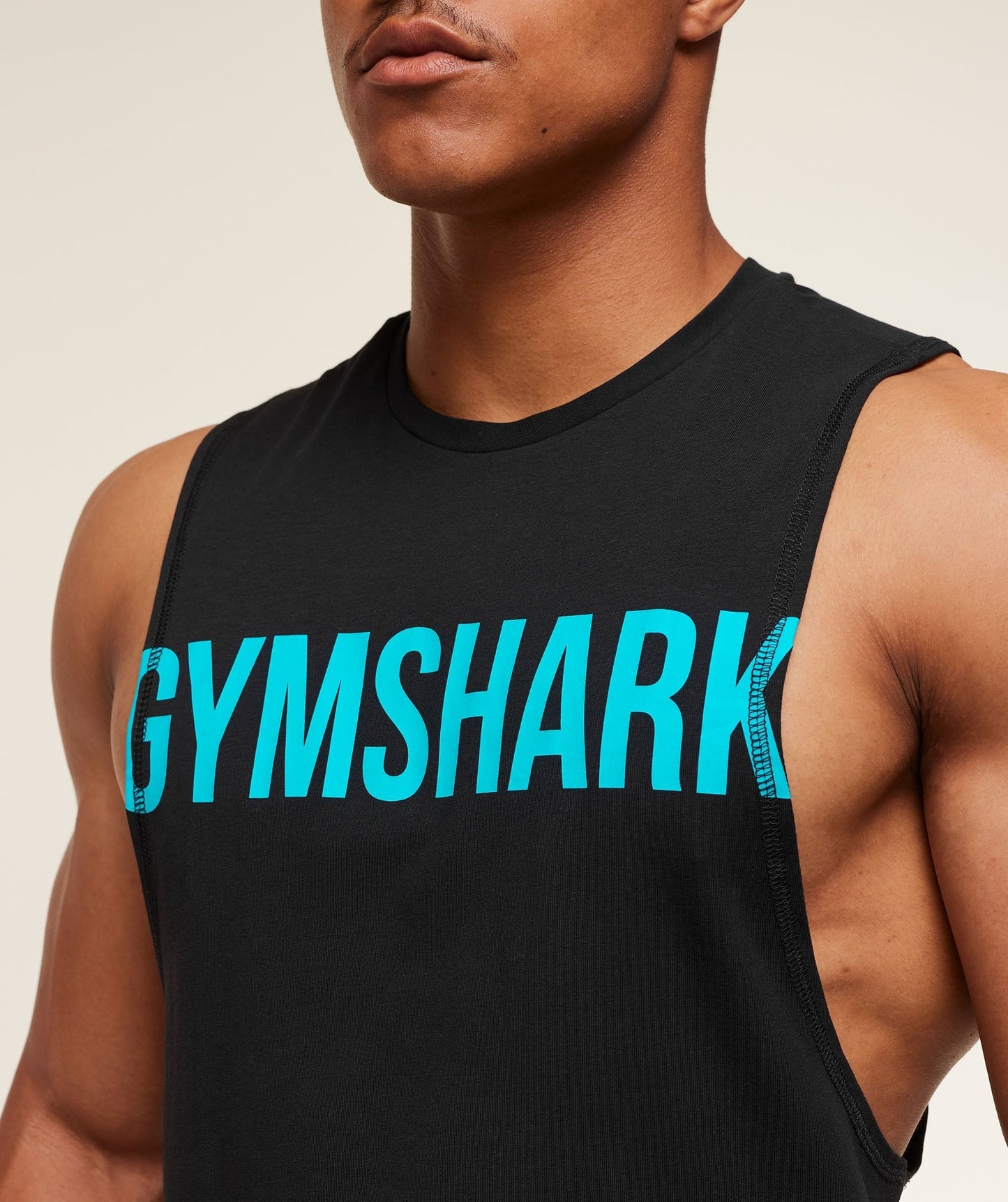 Gymshark Prime Drop Arm Tank - Black/Brand Blue
