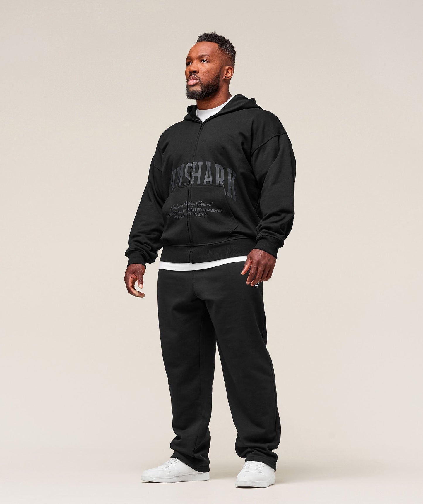 Gymshark Collegiate Script Zip Up Hoodie - Black