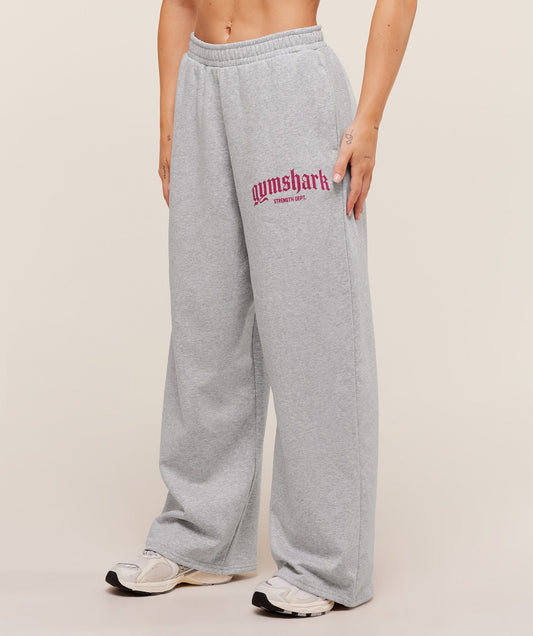 Gymshark Strength Department Wide Leg Joggers - Light Grey Core Marl