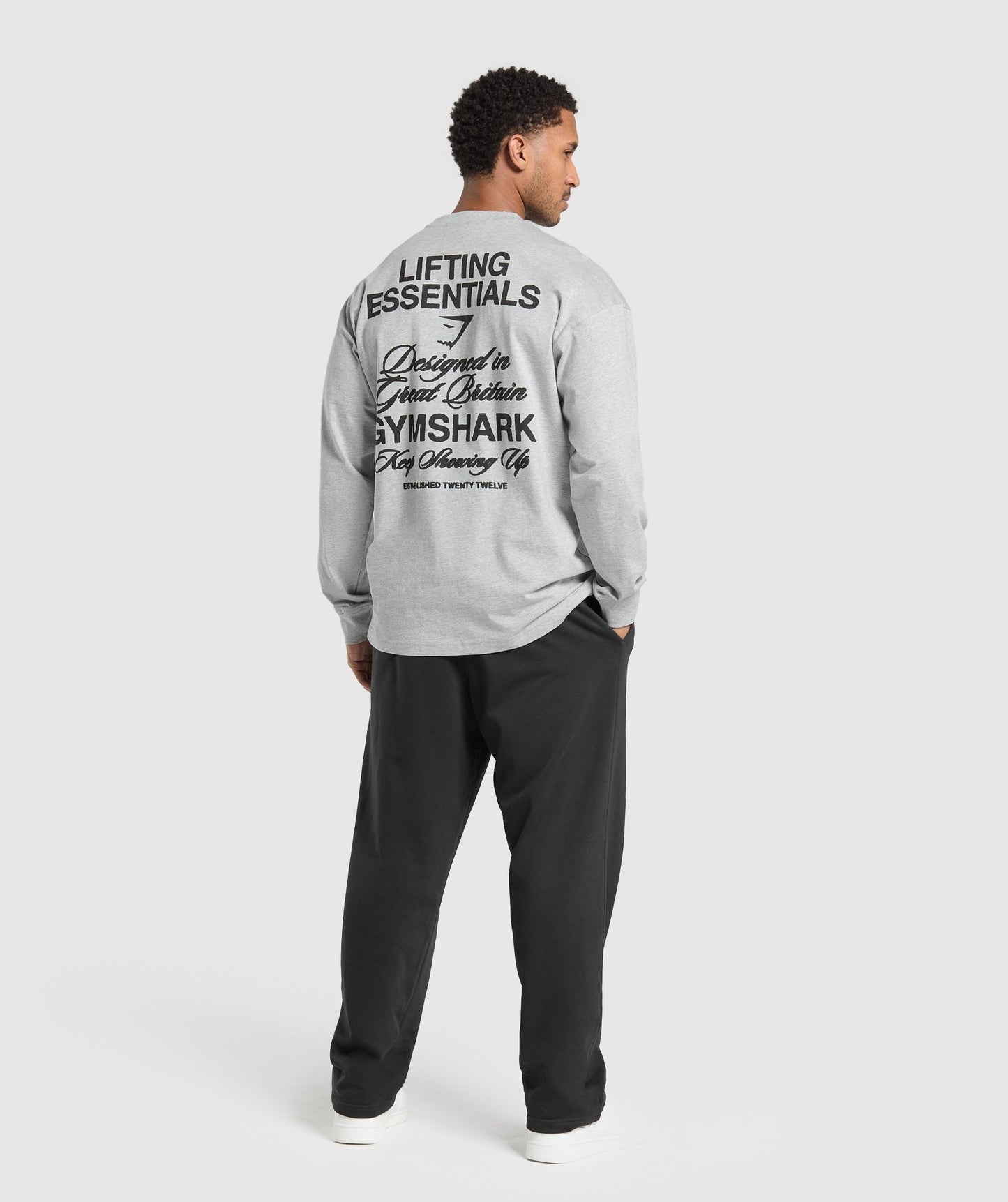Gymshark EST 2012 Long Sleeve T-Shirt - Light Grey Core Marl