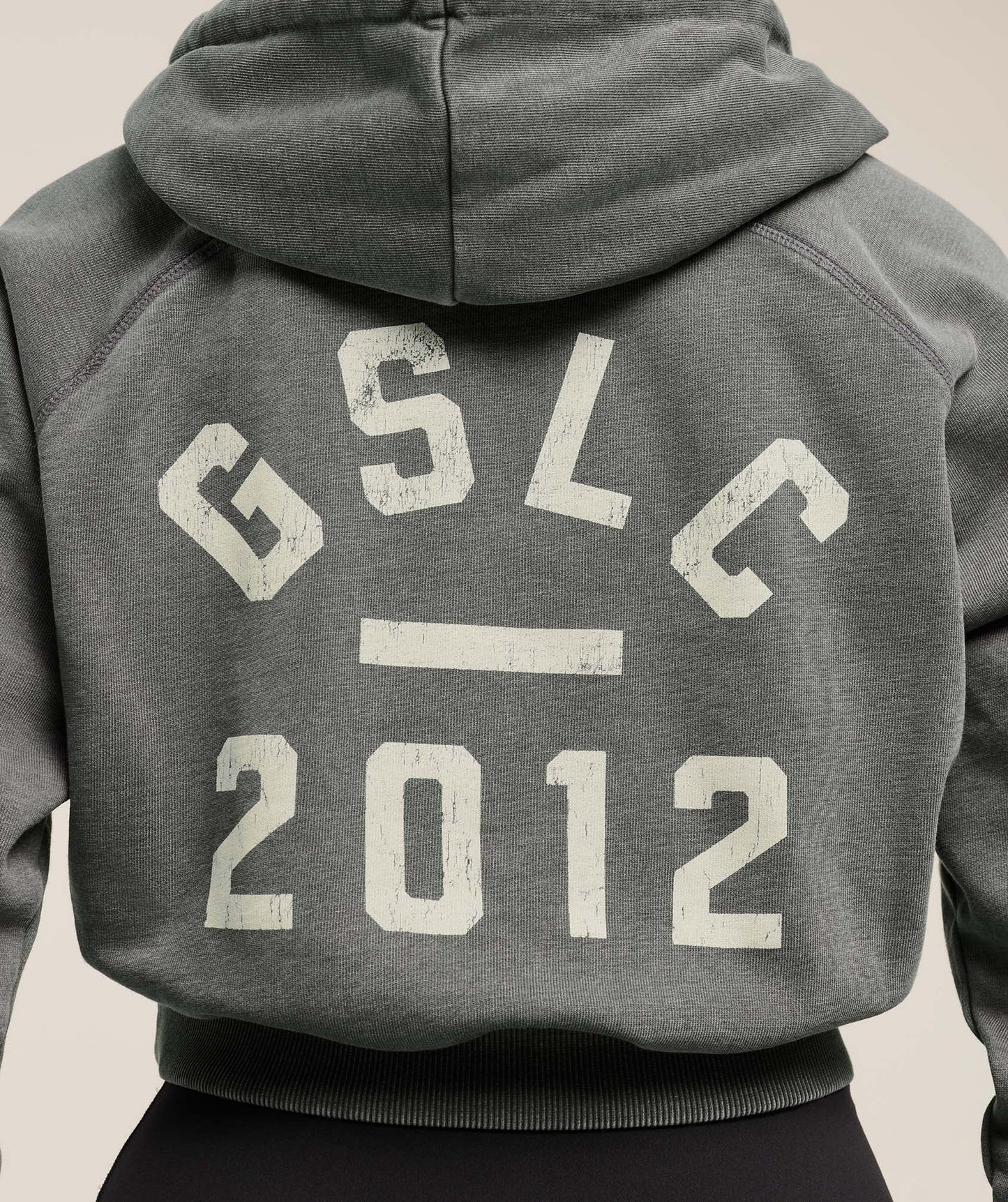 Gymshark Lifting Club 2012 Graphic Cropped Hoodie - Slate Teal/Wash
